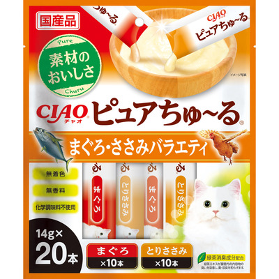 CIAO ピュアちゅ～る まぐろ・ささみバラエティ 20本入り | 商品情報