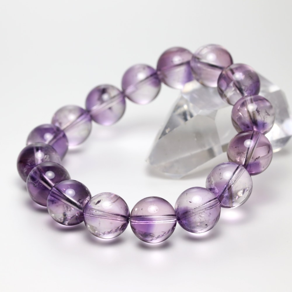 高品質++]アメジストファントムクォーツブレスレット（約13mm玉