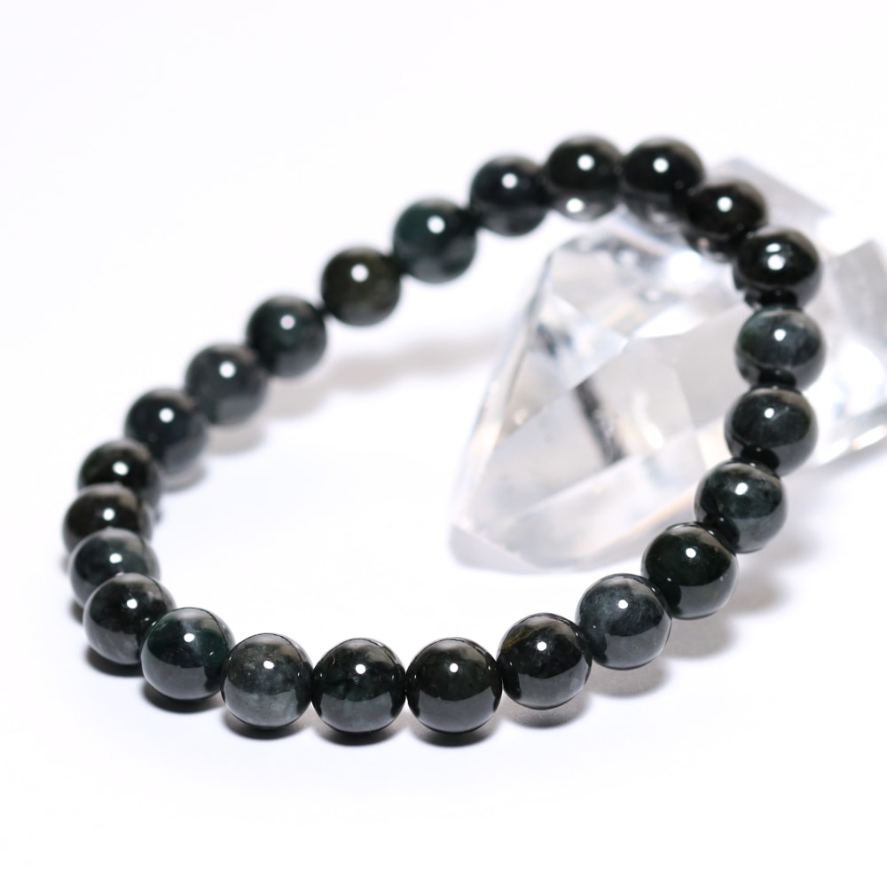 特別価格/高品質]ミャンマー産天然黒翡翠ブレスレット（約8.5mm玉