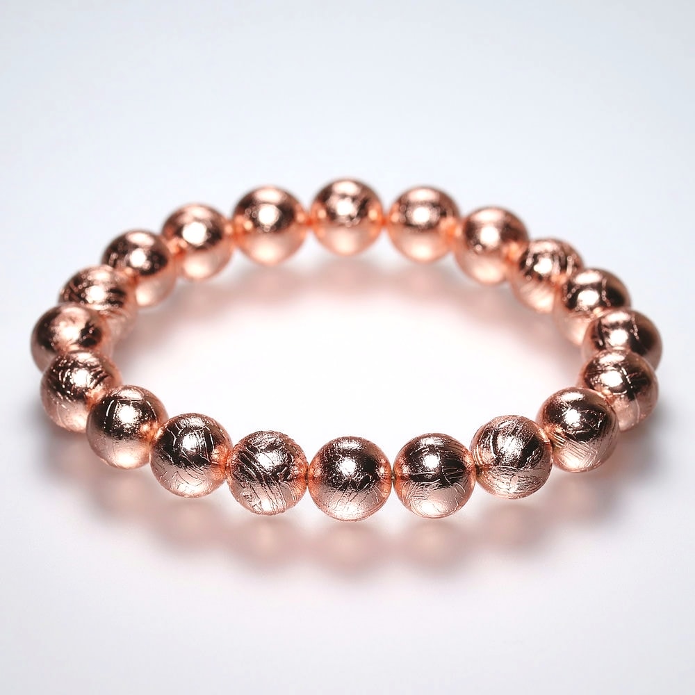 ナミビア共和国産]ギベオン隕石ブレスレット（約10mm玉/ピンクゴールド