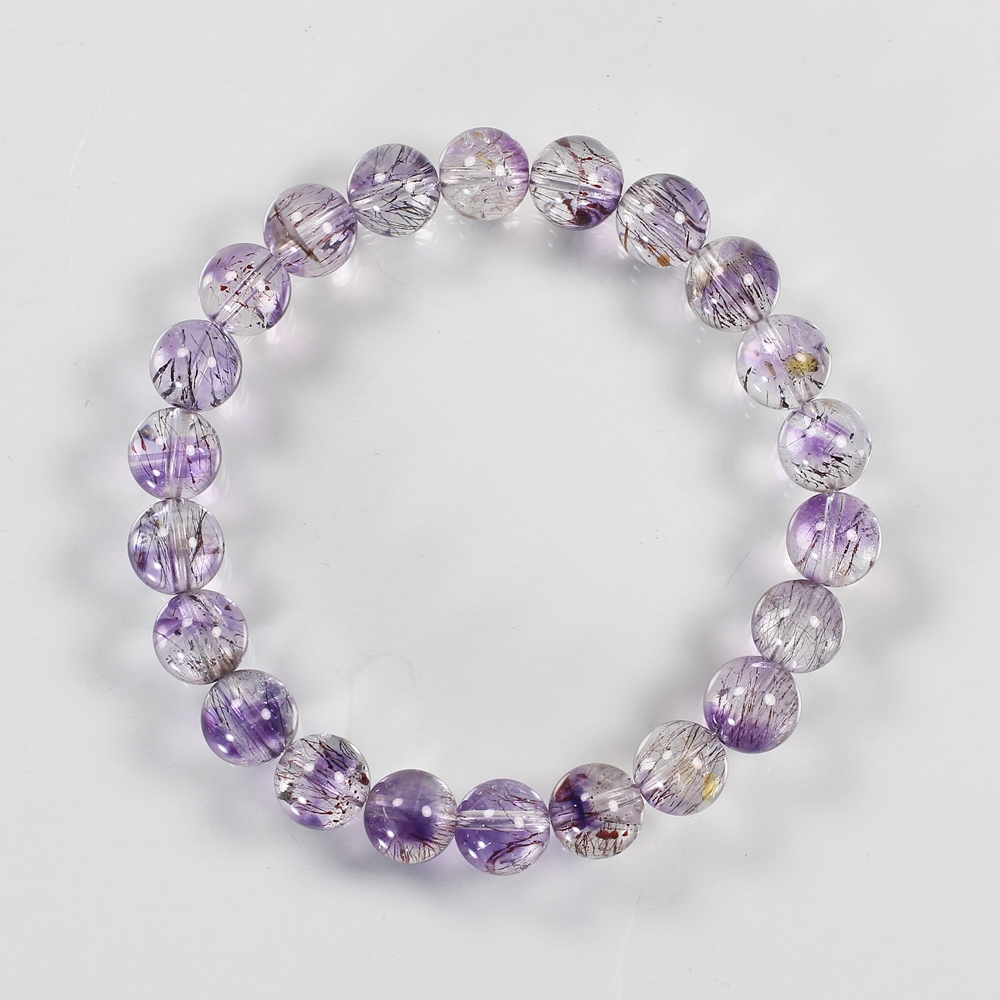 高品質]バイカラーアメジストスーパーセブンブレスレット（約8.5mm玉