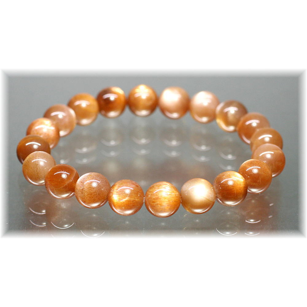 ゴールデンサンムーンストーンブレスレット（約9.5mm玉） - 埼玉県吉川