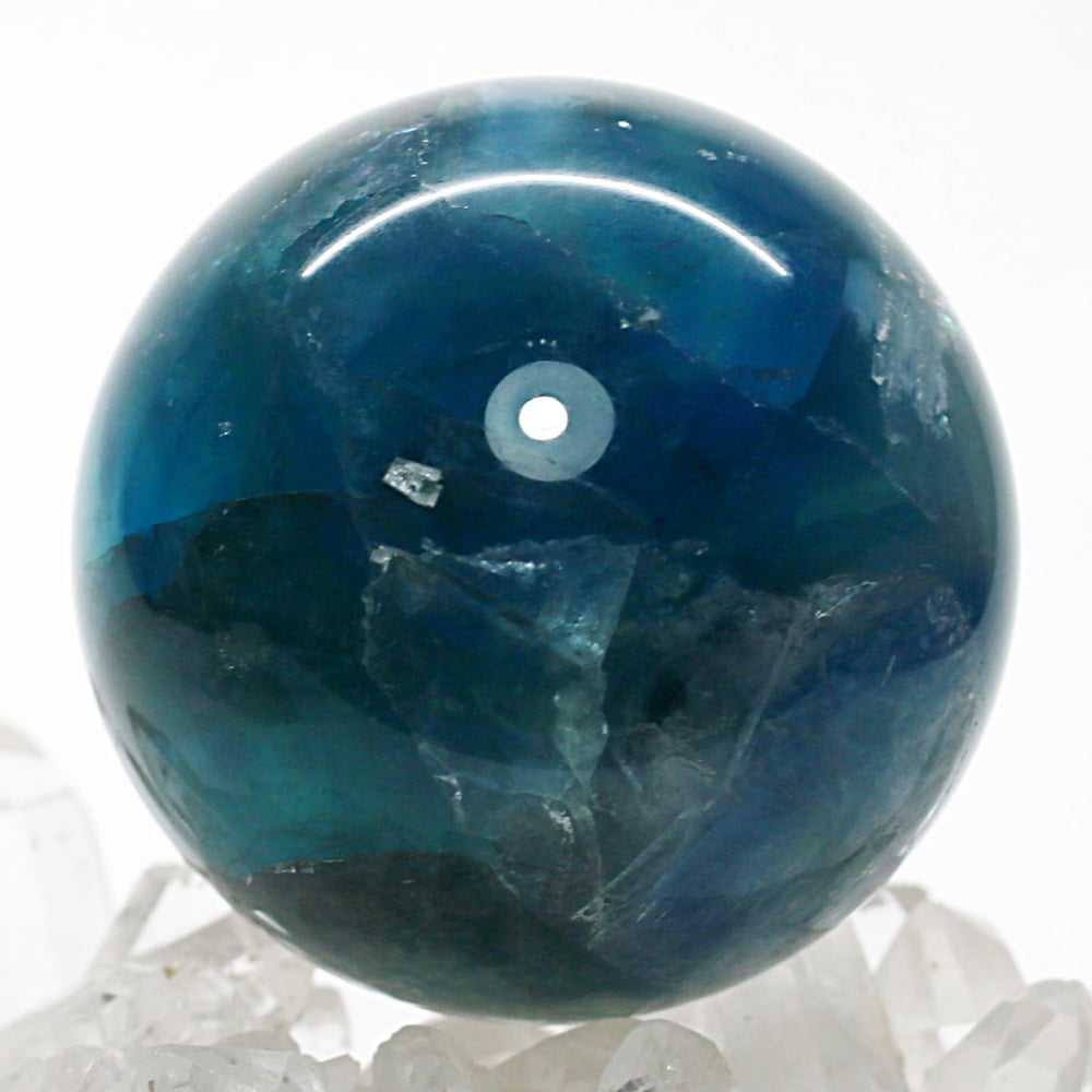 高品質]ブルーグリーンフローライト丸玉/スフィア（球体直径57.9mm