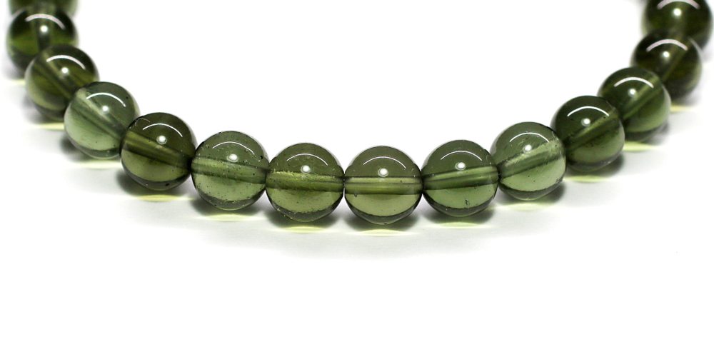 高品質++]天然モルダバイトブレスレット（約7mm玉・鑑別書付） - 埼玉