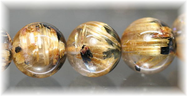 最高品質]放射タイチンルチルクォーツブレスレット（約8.5mm玉