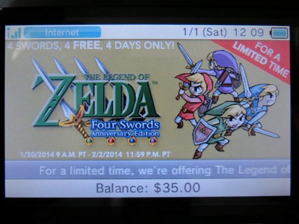 北米ニンテンドーeショップで『ゼルダの伝説 4つの剣 25周年記念