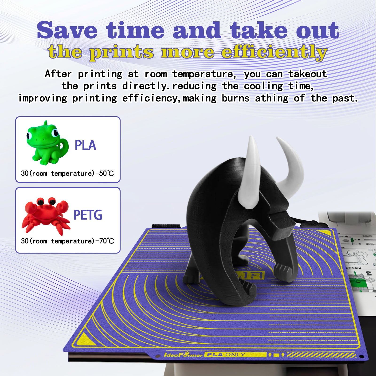 IdeaFormer Purple Textured PEI Low-Temperature Build Plate, 184×184mm