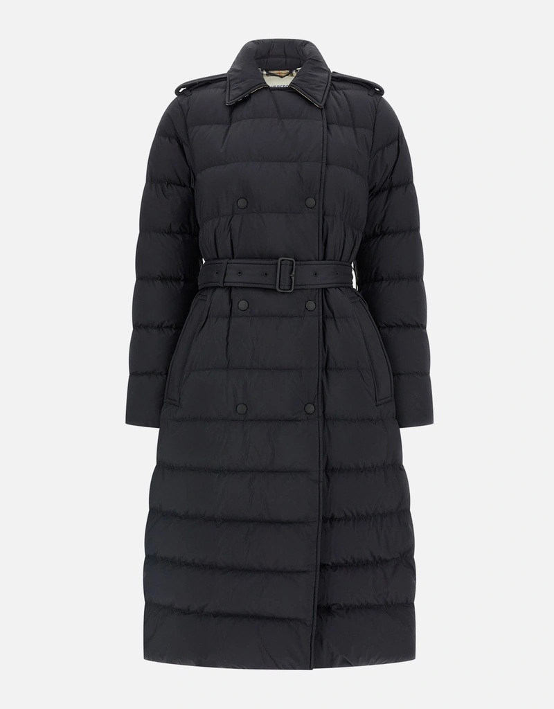 Burberry ロングナイロンフード付きパファーコート (ジャケット,ダウン