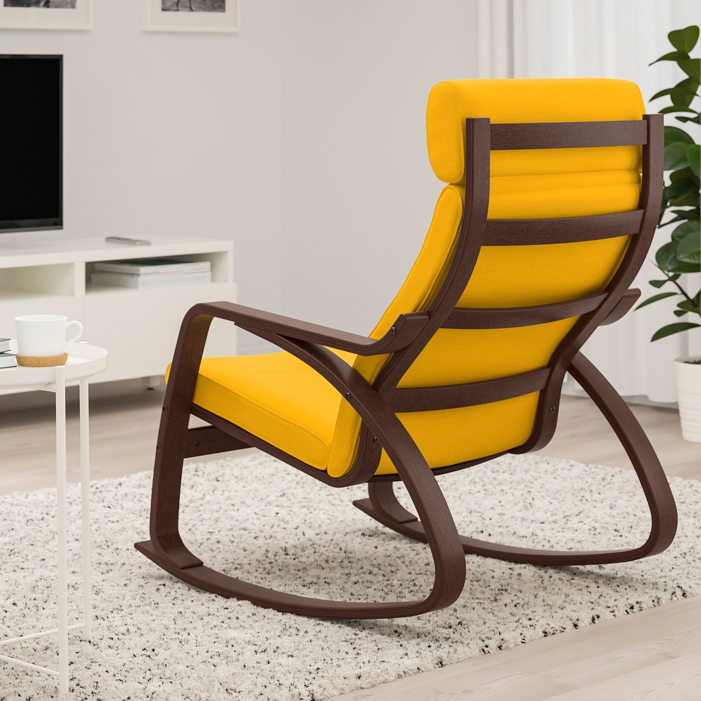 POÄNG rocking chair, brown/Skiftebo yellow - IKEA CA