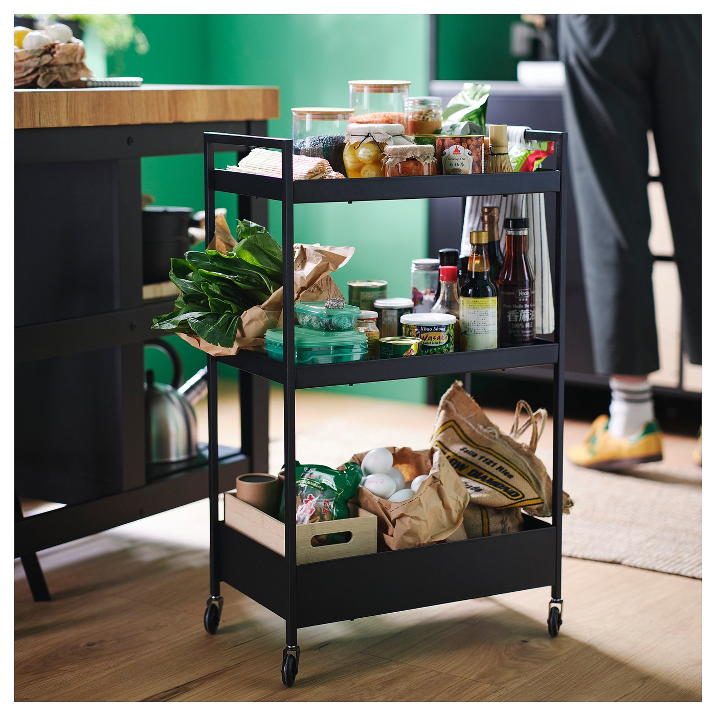 NISSAFORS ニッサフォース ワゴン, ブラック, 50.5x30x83 cm - IKEA