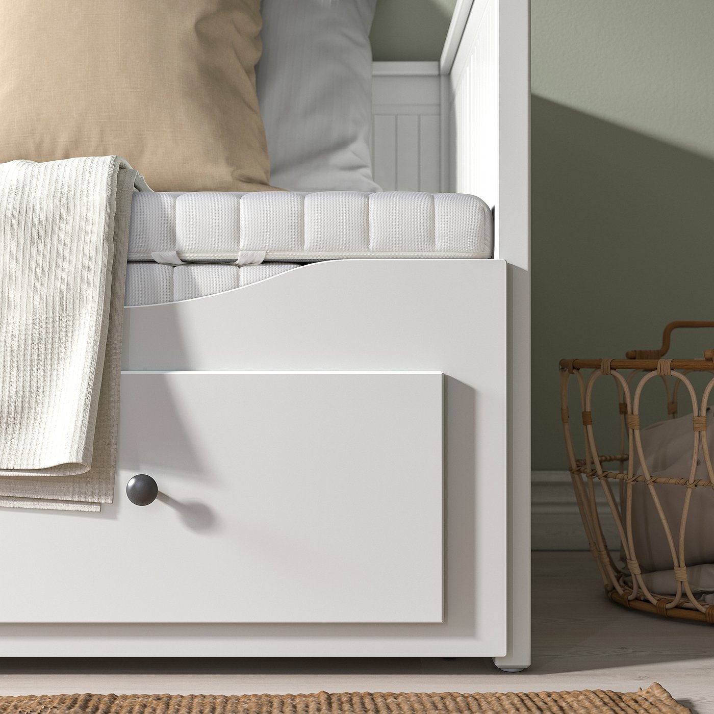 HEMNES ヘムネス デイベッド 引き出し3/マットレス2付き, ホワイト