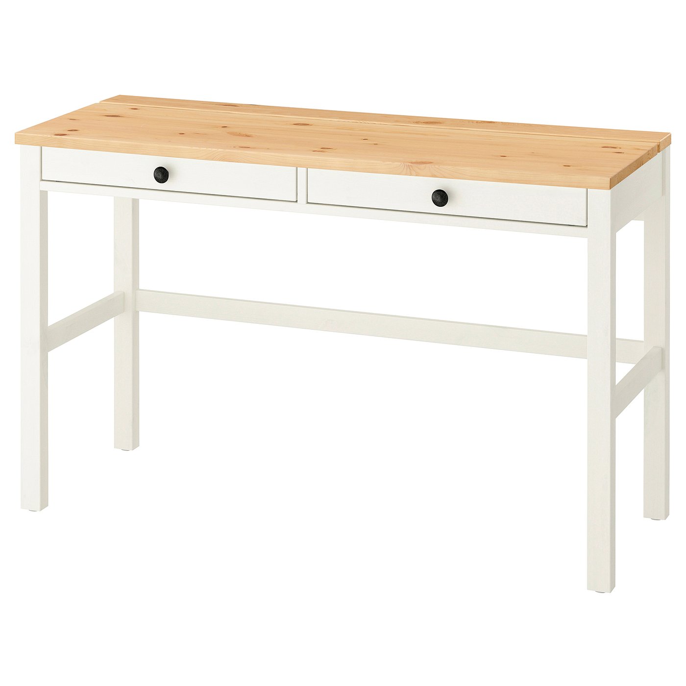HEMNES ヘムネス デスク 引き出し2個付き, ホワイトステイン/ライト
