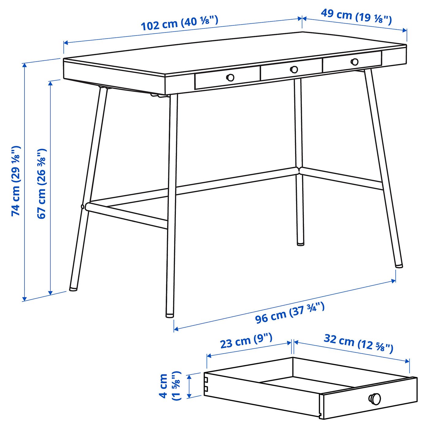 LILLÅSEN リルオーセン デスク, 竹, 102x49 cm - IKEA