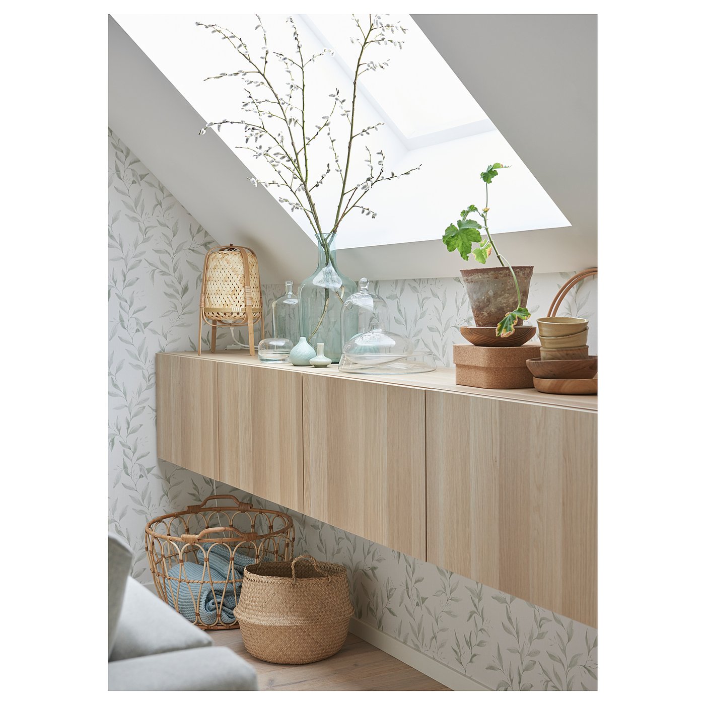 BESTÅ TV unit with doors, white stained oak effect/Lappviken white