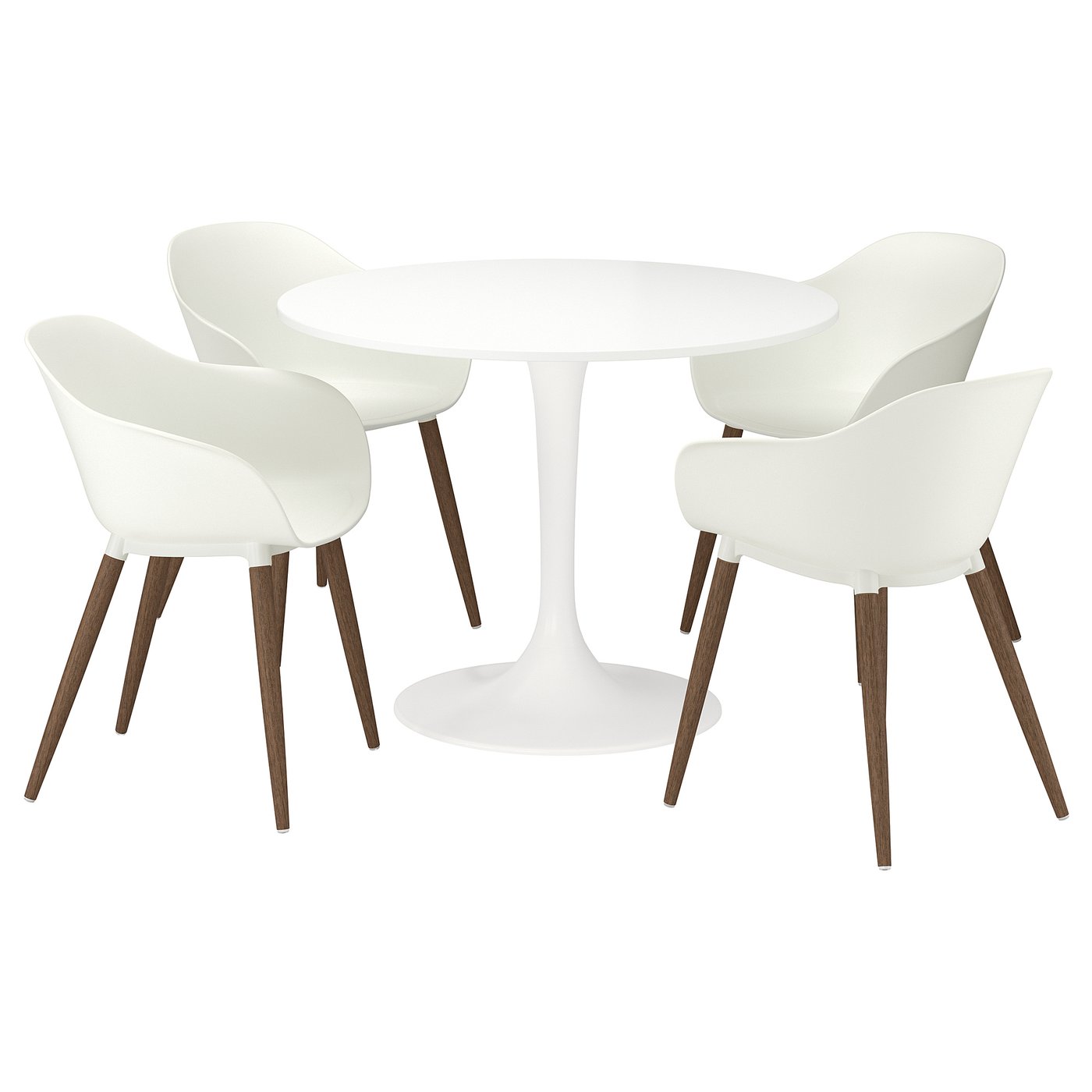 DOCKSTA / TOBIAS table and 4 chairs, white white/brown/red, 401/2
