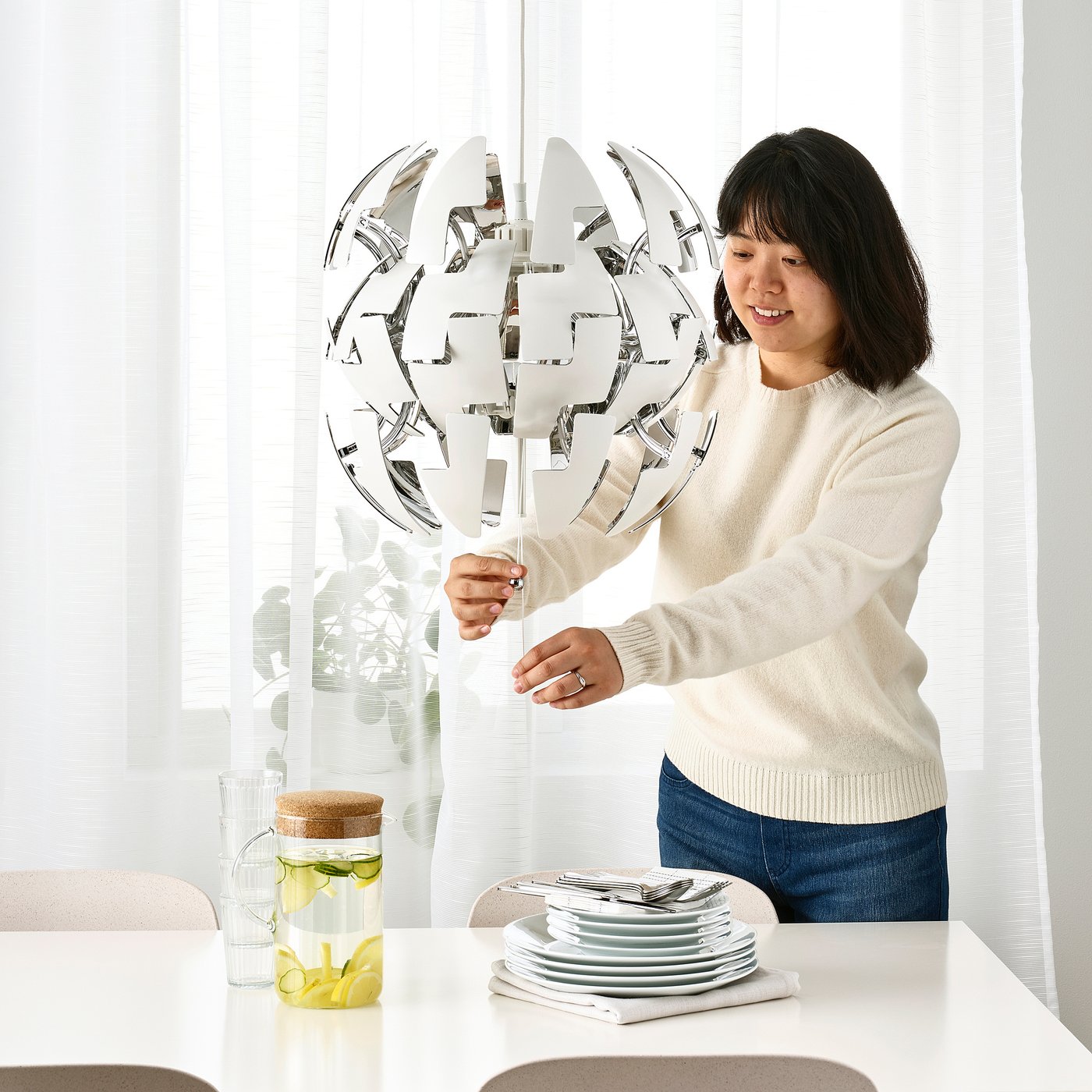 IKEA PS 2014 Pendant lamp, white, silver color, 14