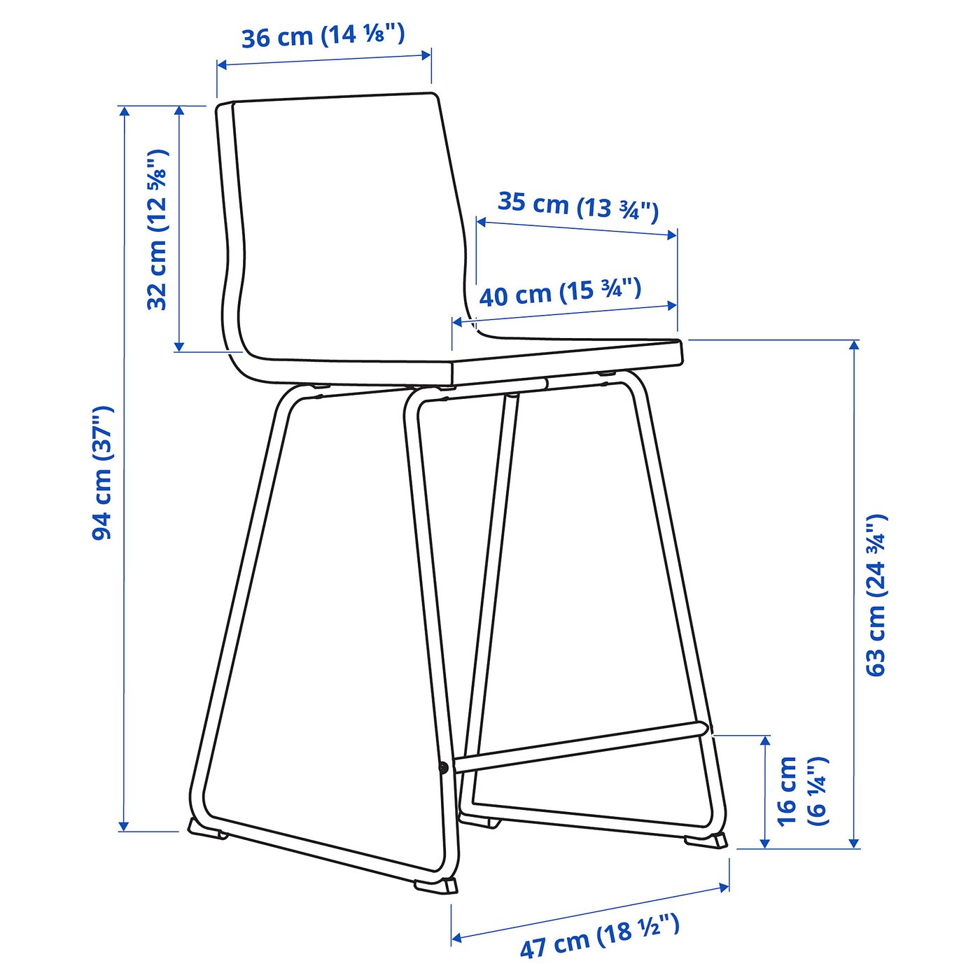 LILLÅNÄS bar stool, chrome plated/Gunnared dark gray, 243/4