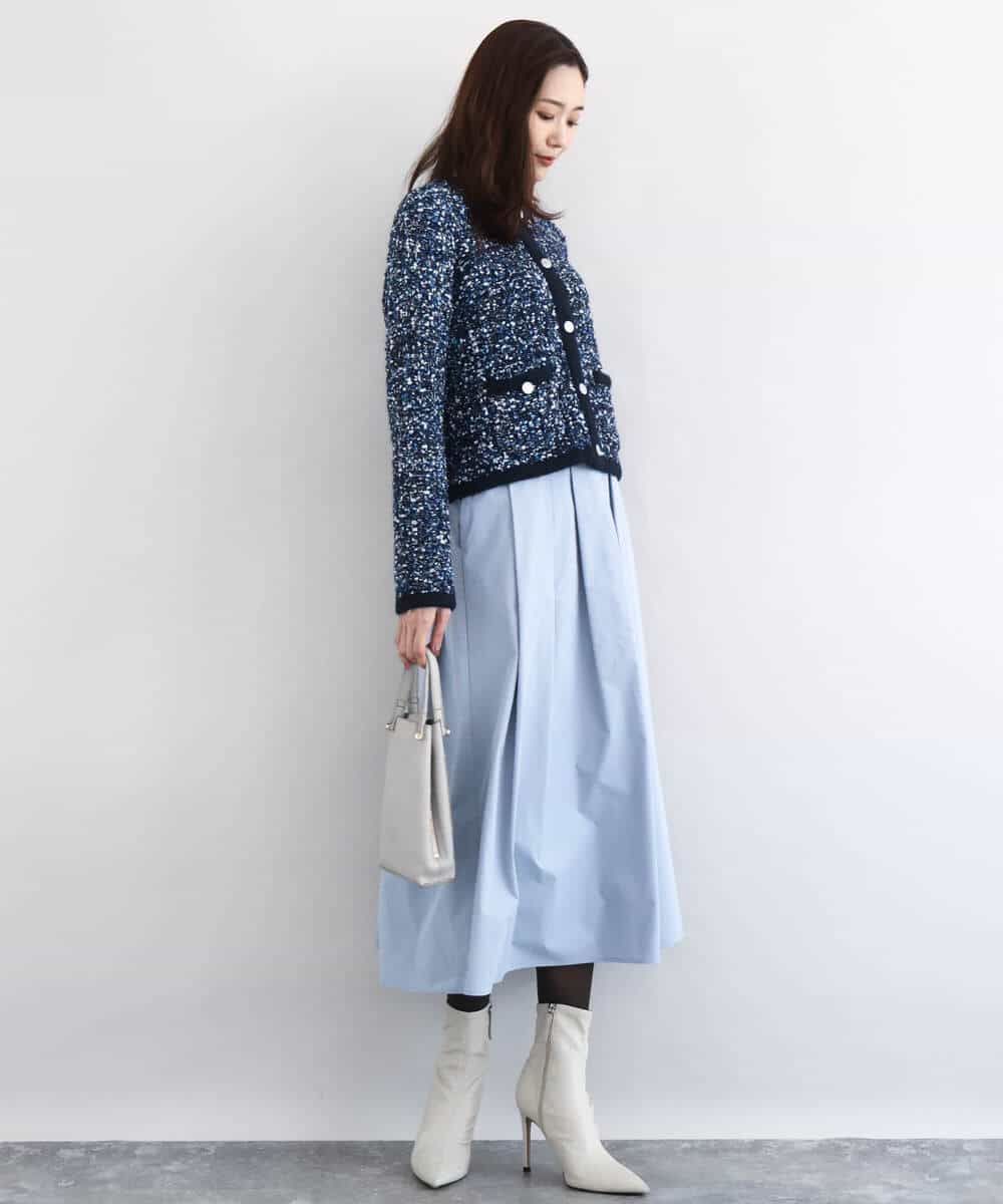 ツイードニットジャケット/洗える(ノーカラージャケット) | MK MICHEL