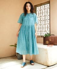 Azahar コード刺繍入りコットンシルクワンピース(ワンピース