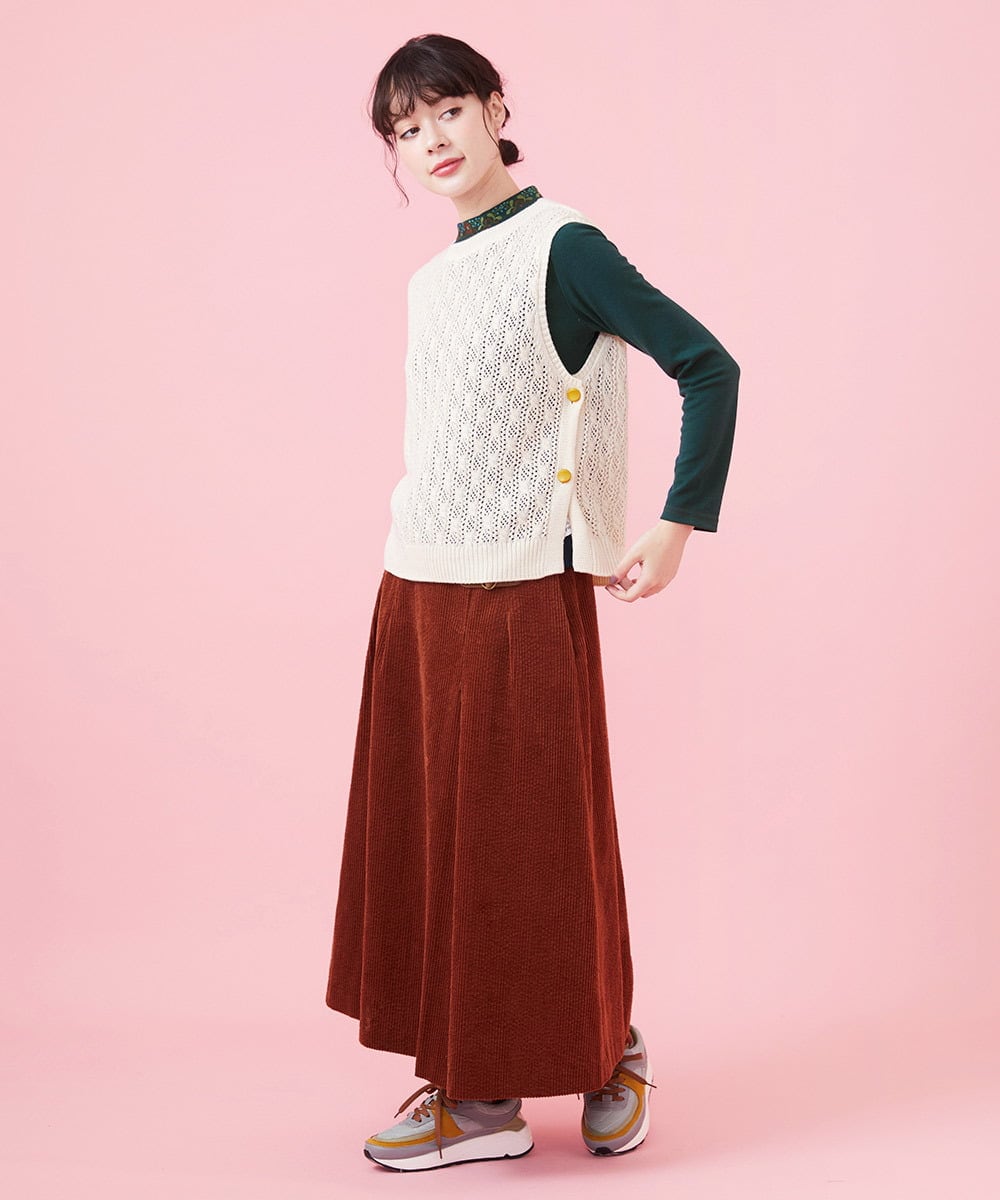 コーデュロイ ラップ風デザインスカート(その他のスカート