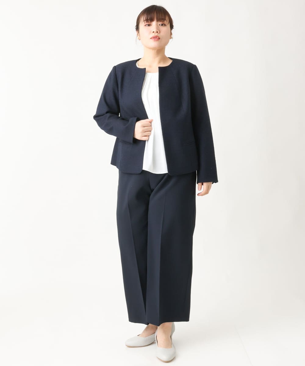 大きいサイズ/11号サイズあり】センタープレスストレッチワイドパンツ
