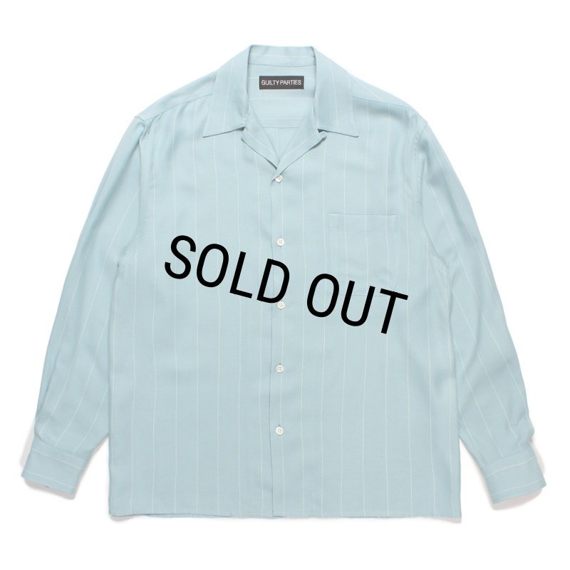 WACKO MARIA/STRIPED OPEN COLLAR SHIRT（MINT）［ストライプオープン