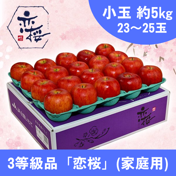 小玉(23～25玉)]恋桜～傷ついた恋～約5kg[3等級品]江刺りんご家庭用