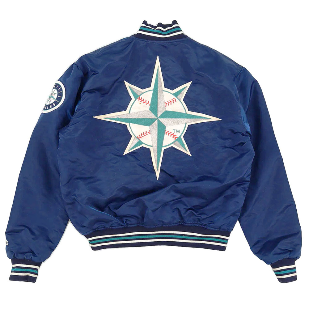 Navy Satin Starter Seattle Mariners 90s Jacket - Jackets Masters