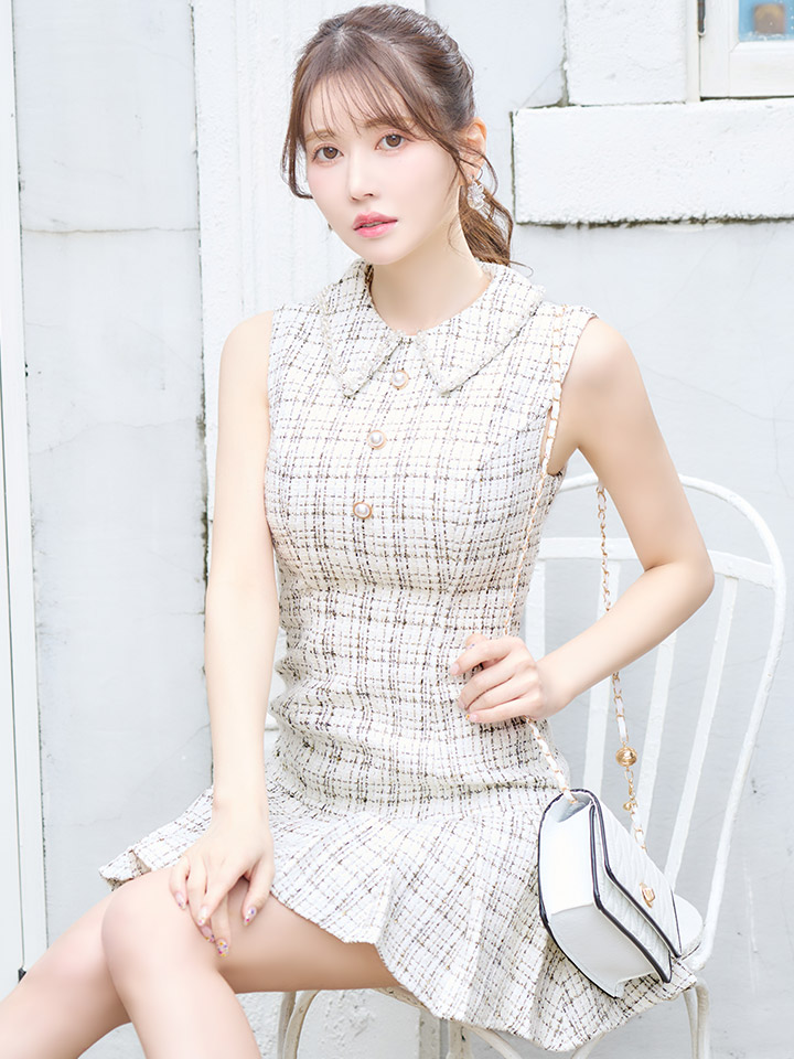 即日発送】ツイードプリーツドレス/ローライズ/ローウエスト