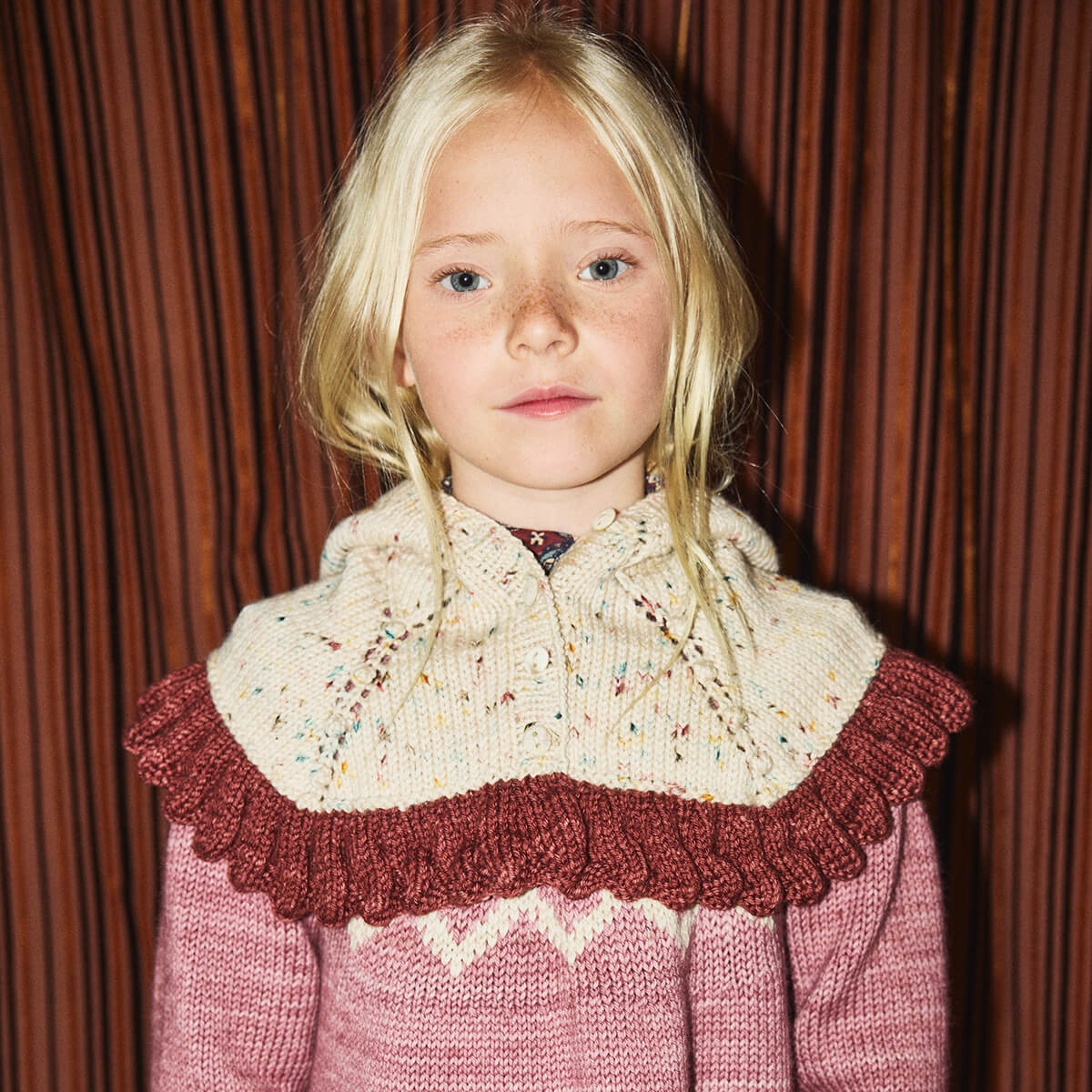 Ruffle Capelet in Snowglobe Confetti by Misha & Puff – Junior Edition
