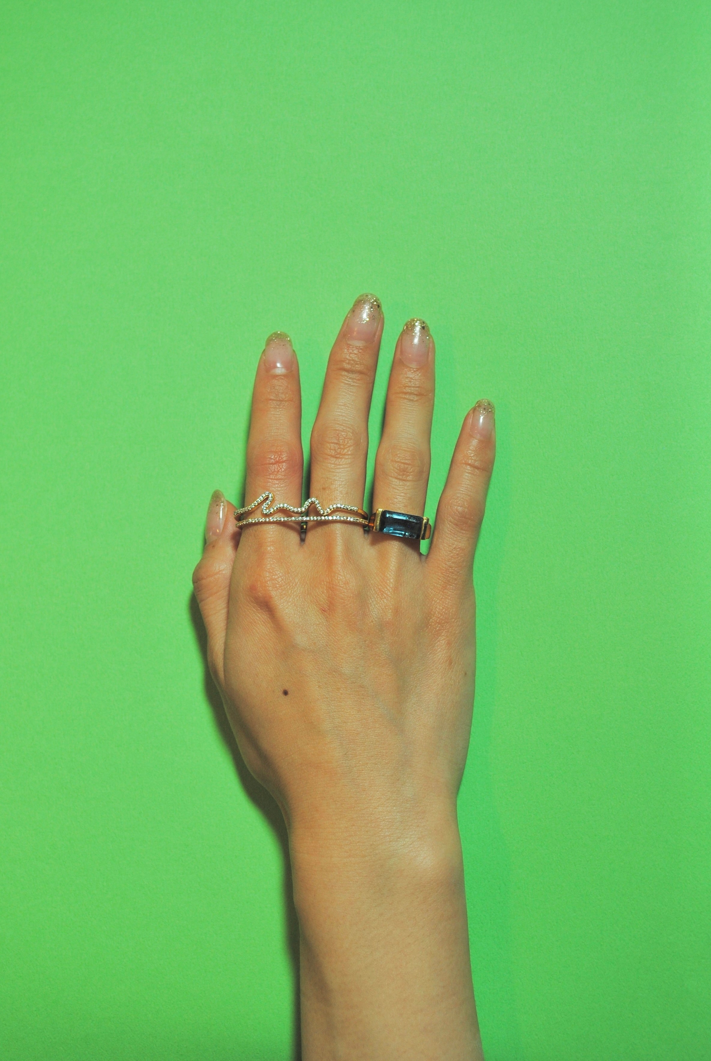 モアサナイト/gold）handwritten double finger ring – ödül