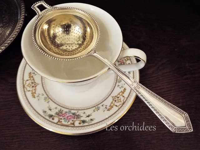 ドイツ アンティーク 純銀 シルバー ティーストレーナー アールデコ