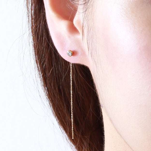 K18/Pt「チェーン」チャーム(片耳用)｜【オレフィーチェ】Orefice