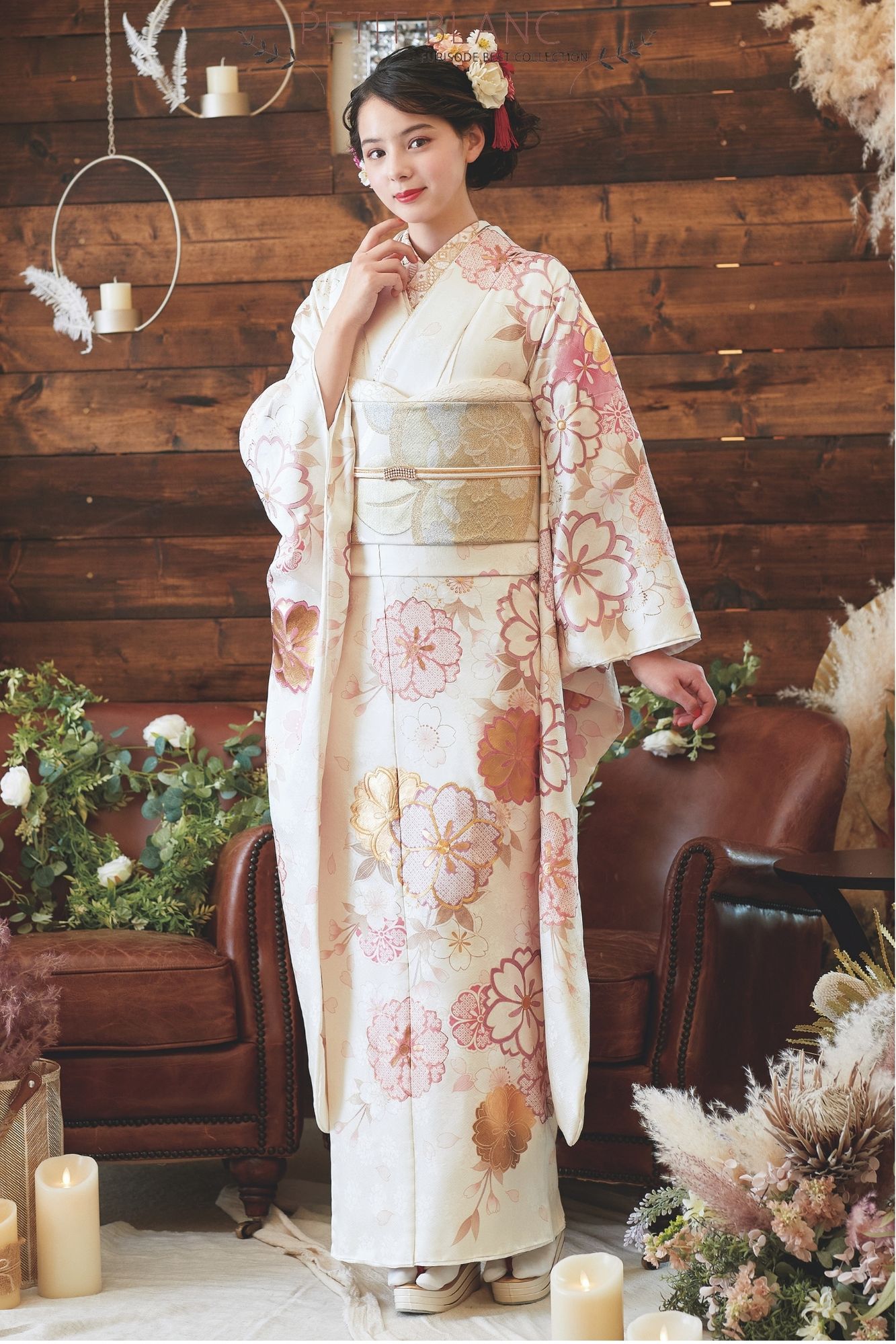 優しい桜柄の愛され淡白＆ピンク振袖｜優美でナチュラルな成人式コーデ