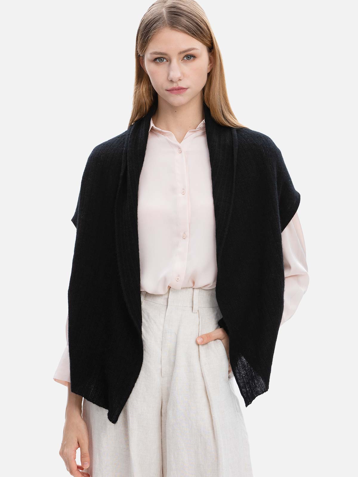 100% Cashmere Vest | Black Effortless Vest | Ovcio