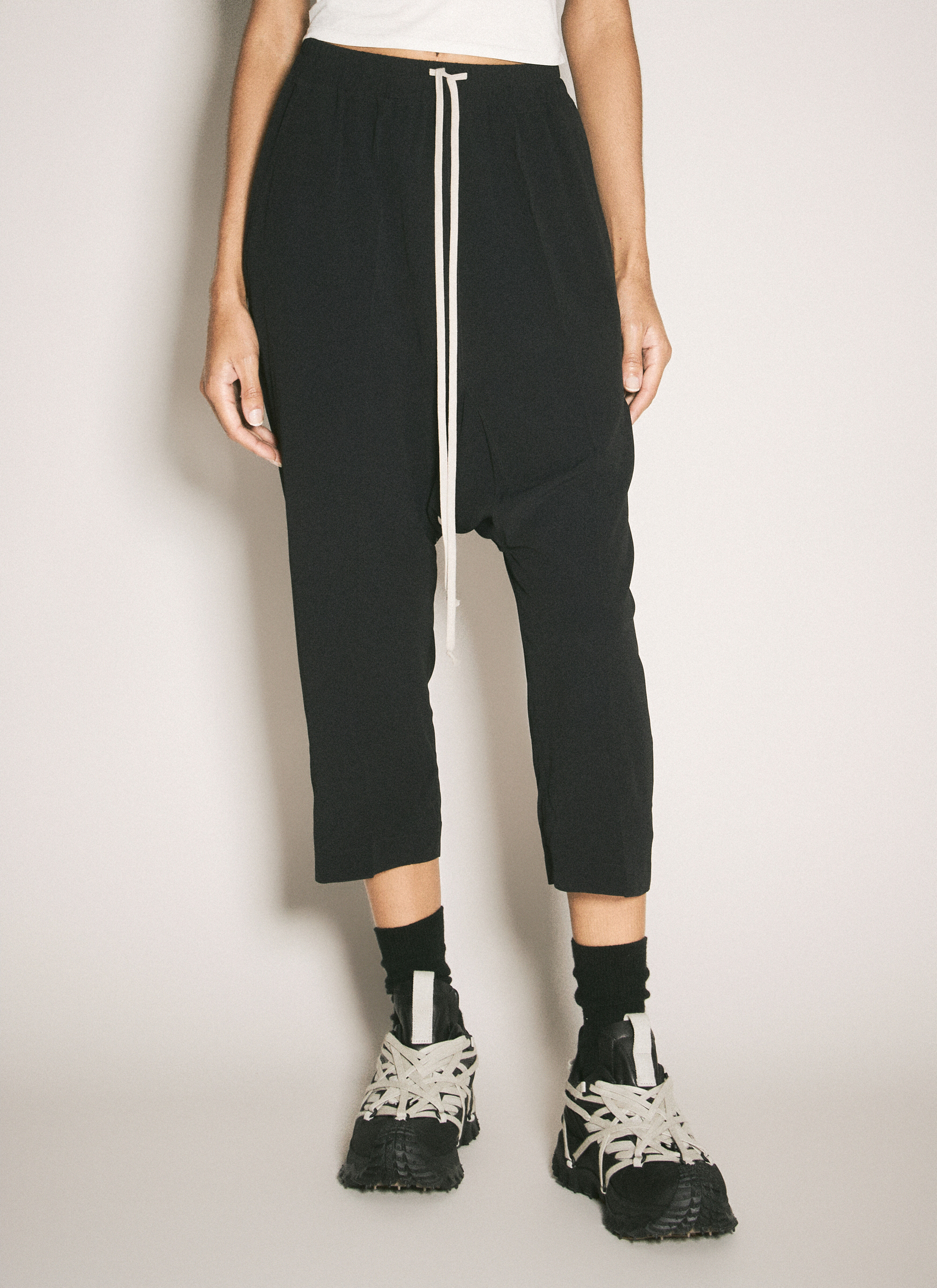 Rick Owens Women's' Drawstring Cropped Pants in Black | LN-CC®