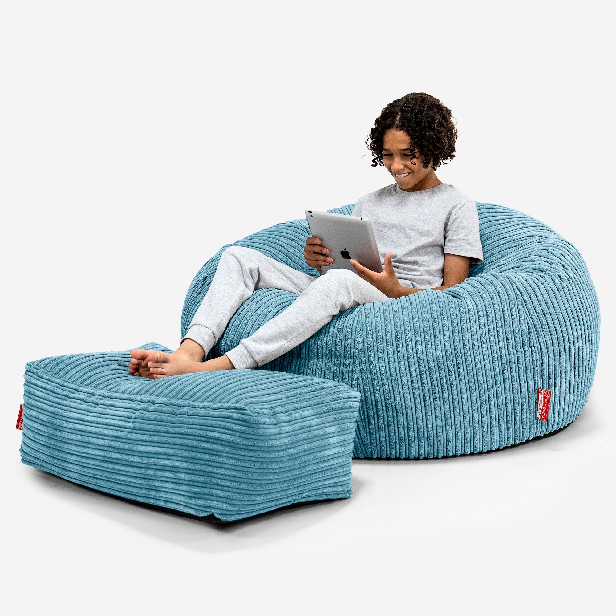 LoungePug子供用ビーズクッションソファ-クラシックコーデュロイ