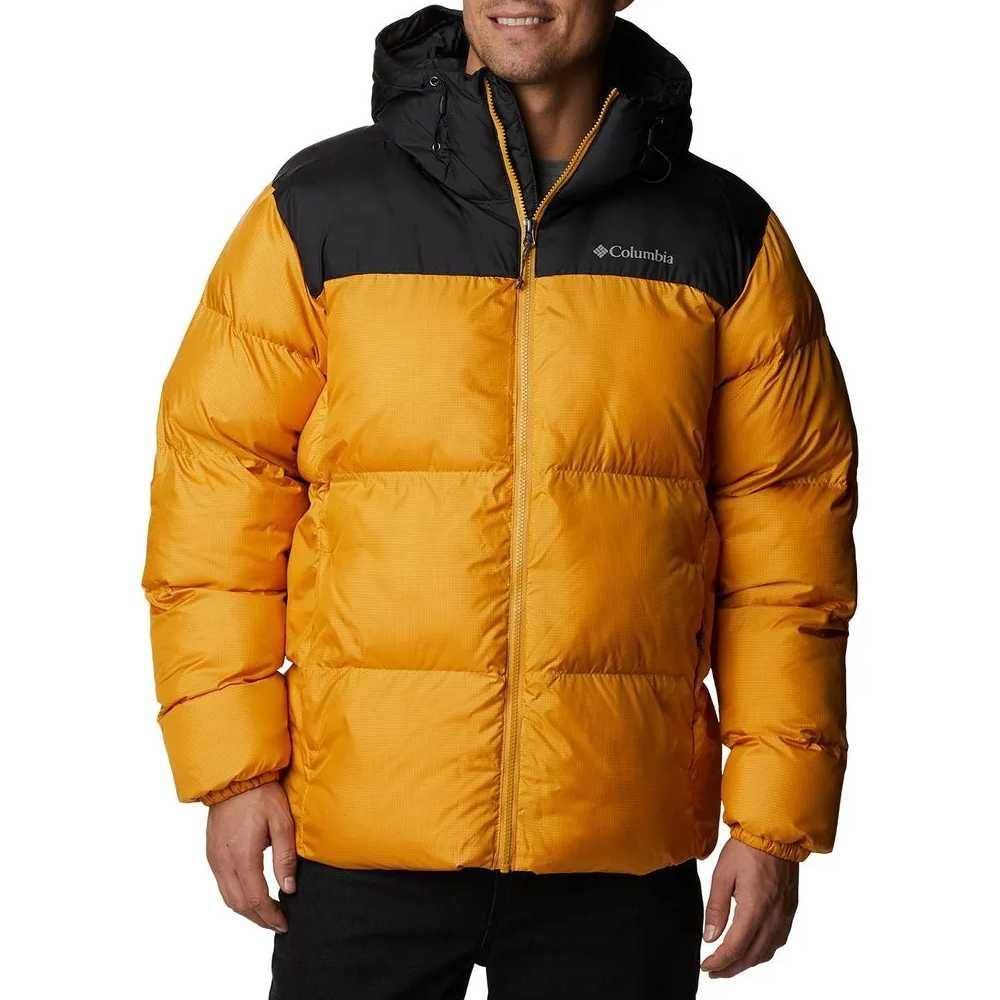 Jaqueta Columbia Puffect Hooded Masculina Amarela| Preta