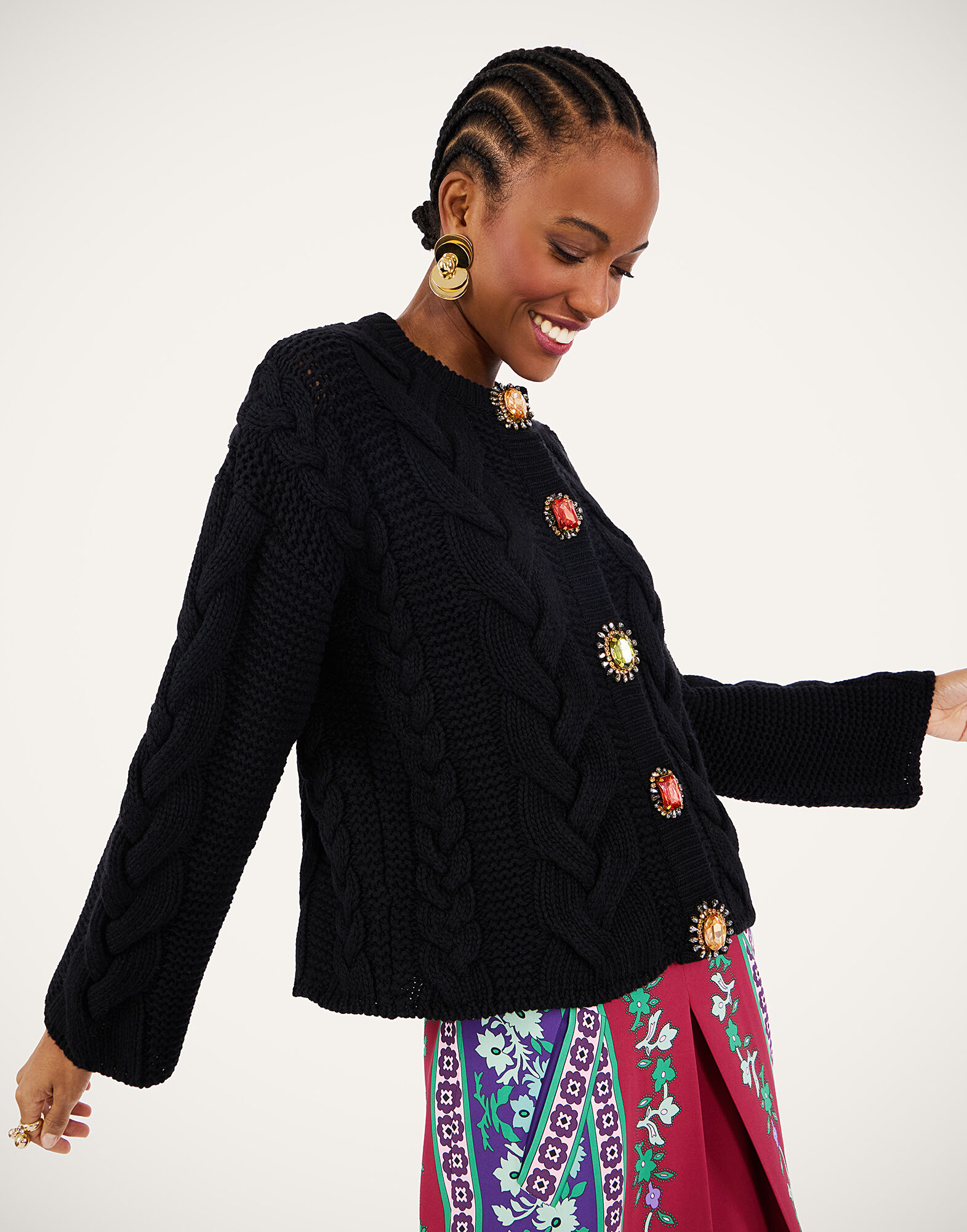 Portrait Cardigan in Solid Black for Women | La DoubleJ