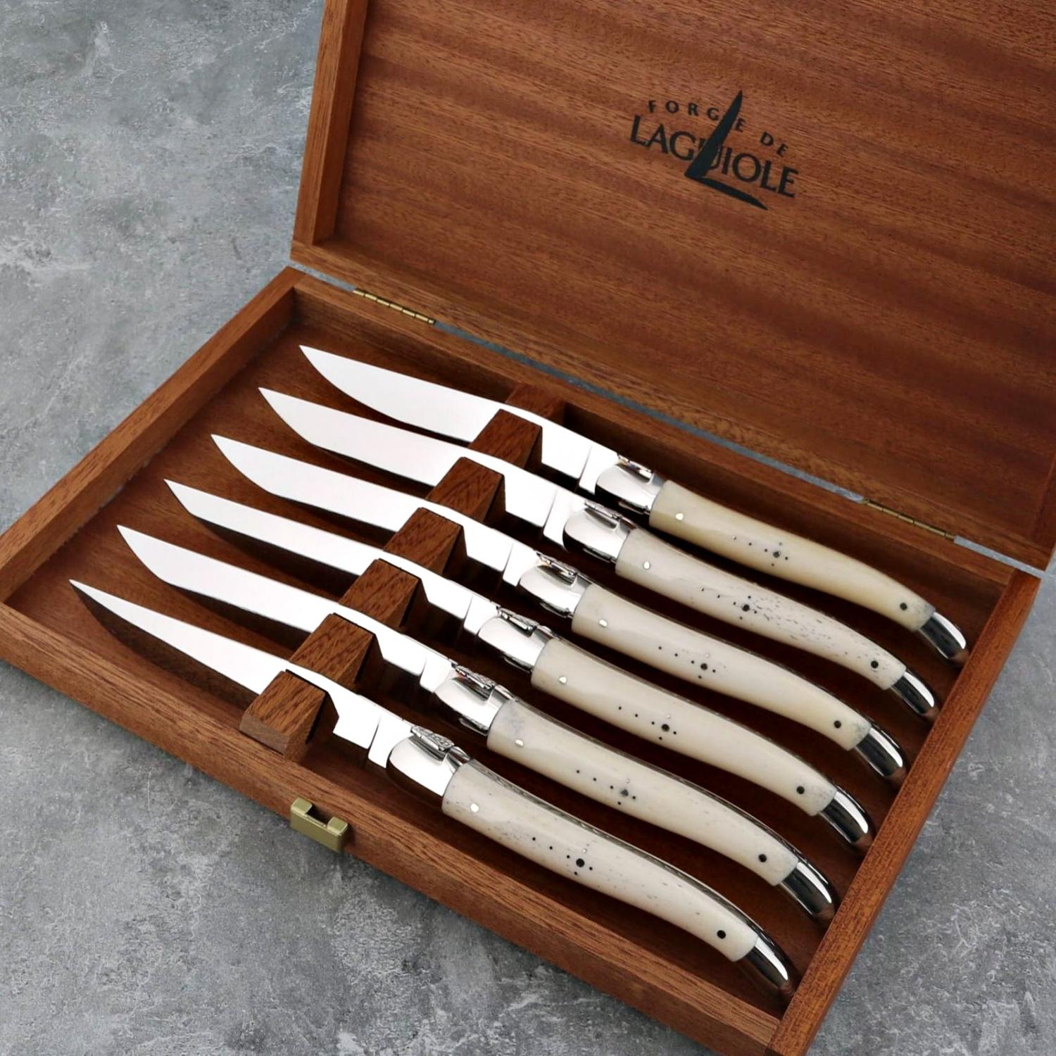 Forge de Laguiole Cattle Bone Handle Steak Knives - Set of 6
