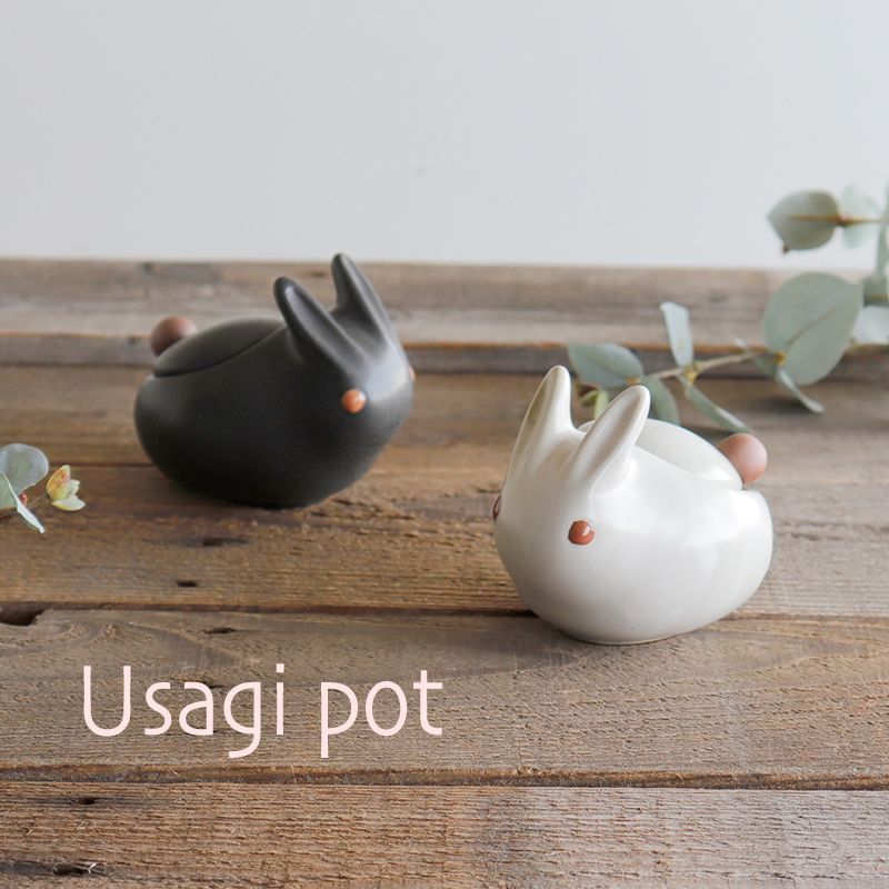 アイ・クラフト】 うさぎポット シュガーポット スプーン付/小物入れ