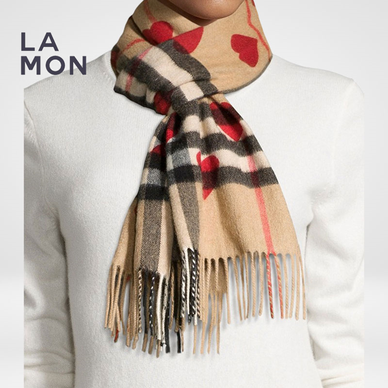 BURBERRY バーバリー マフラー レディース カシミヤ Heart Print Giant