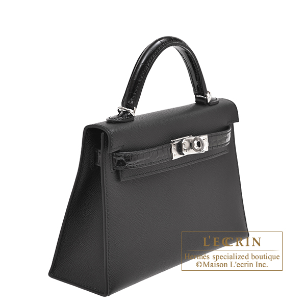 エルメス ケリーミニタッチ/外縫い ブラック マダム/ クロコダイル