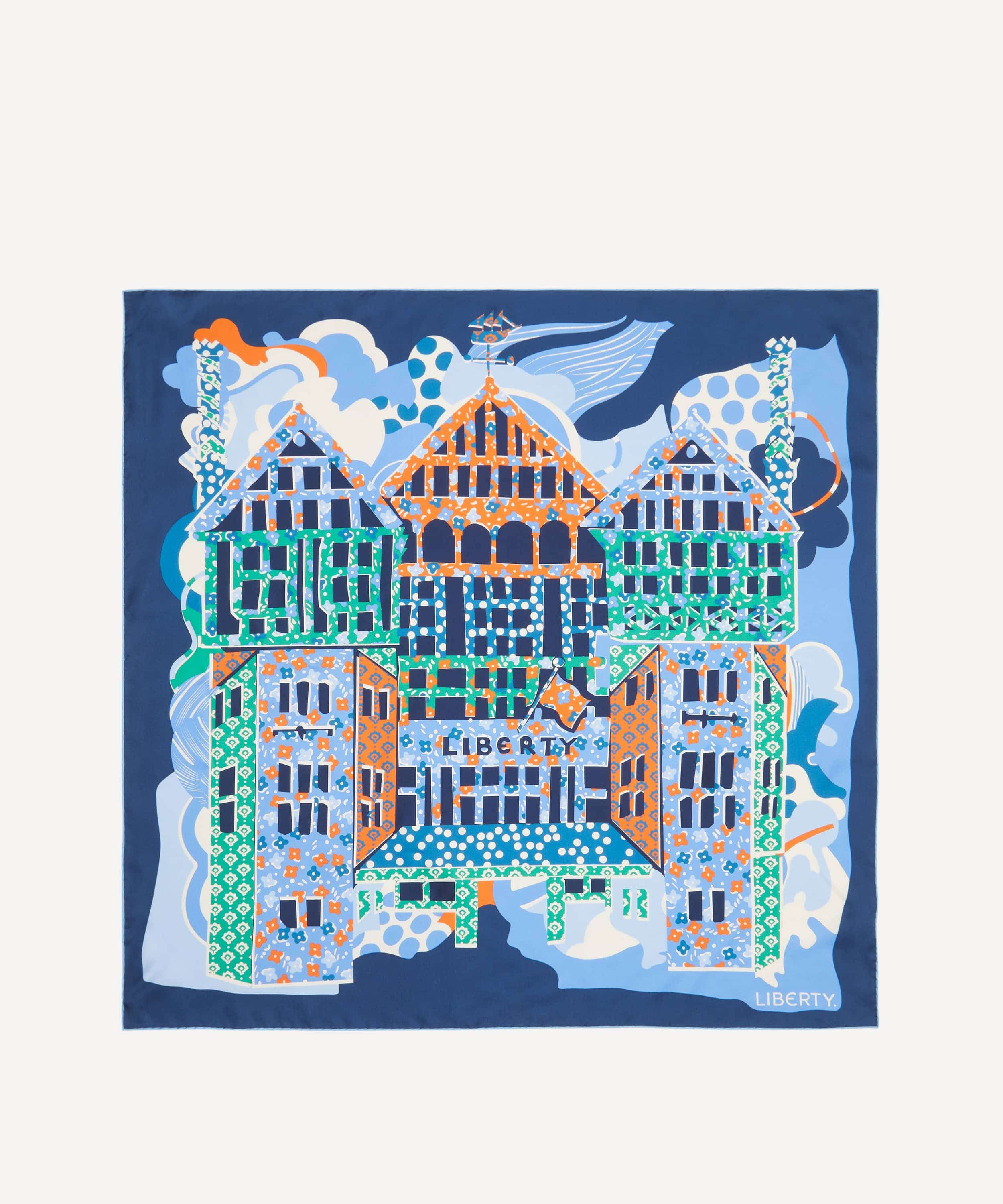 チューダー パッチワーク 90x90 シルクスカーフ｜リバティ Liberty