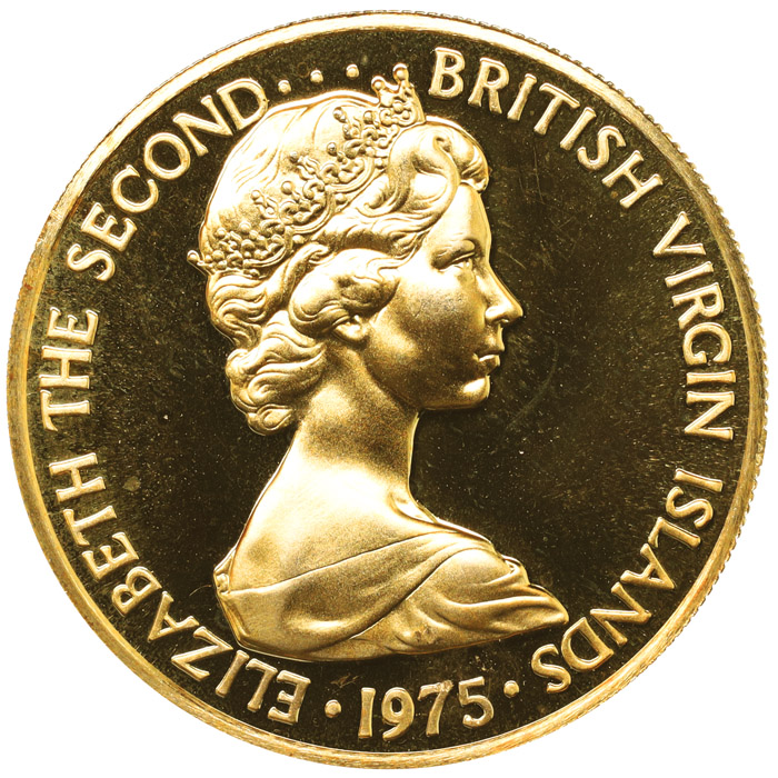 イギリス・バージン諸島 1975年 100ドル金貨 プルーフ エリザベス2世