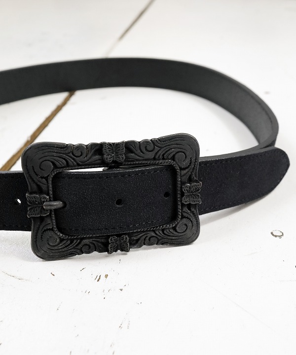 Needles/ニードルズ Papillon Sq. Buckle Belt - Suede Lthr