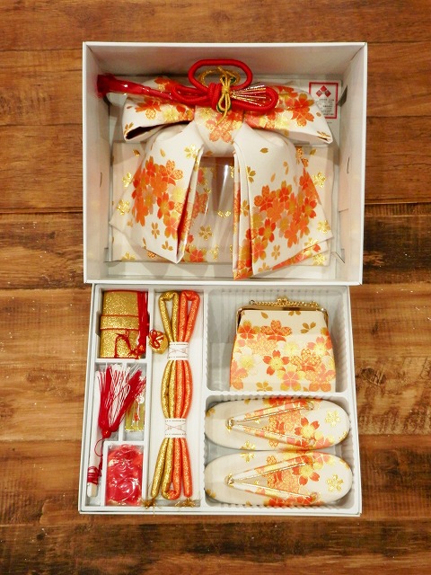 七五三 はこせこ結び帯セット L 七歳用 箱迫 帯草履バック七五三和装