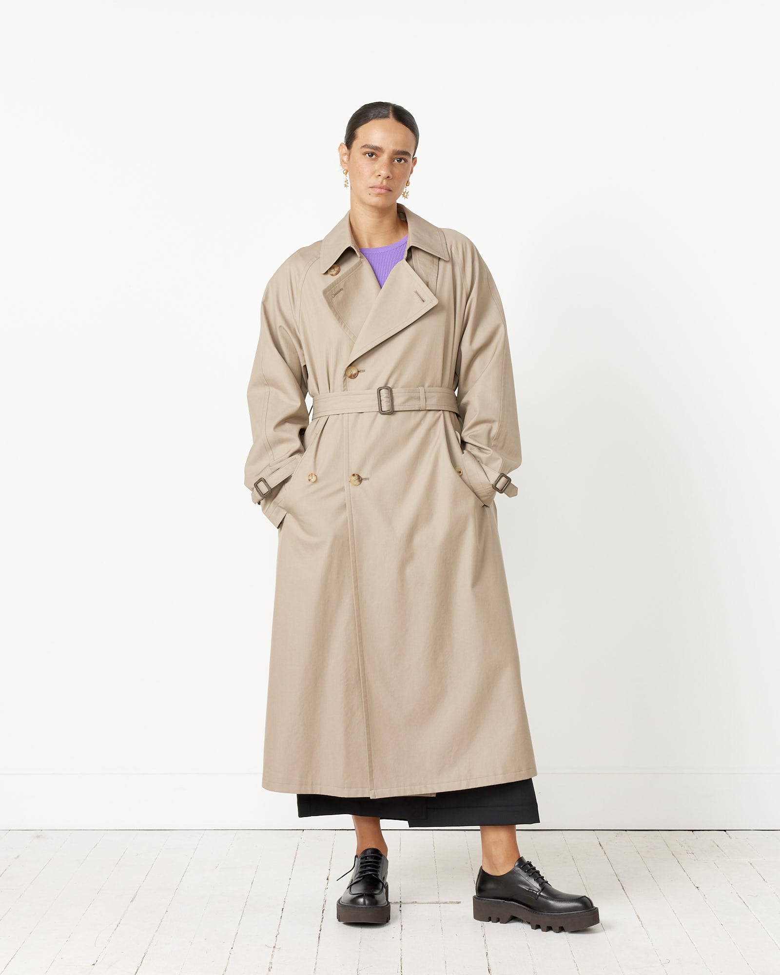 Washed Fine Chambray Trench Coat