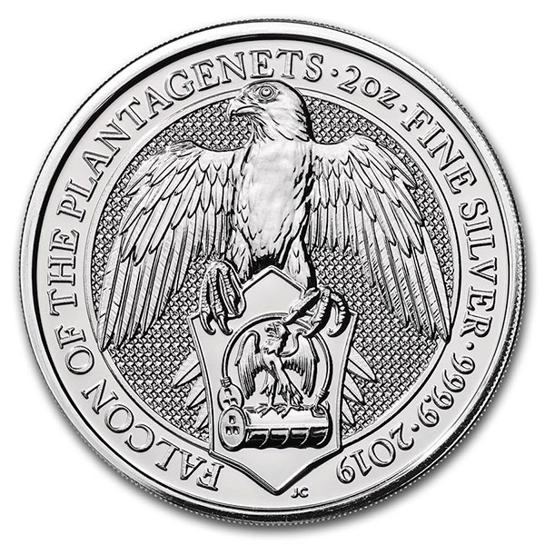 Buy 2 Oz British Silver Falcon of the Plantagenets Coins [The