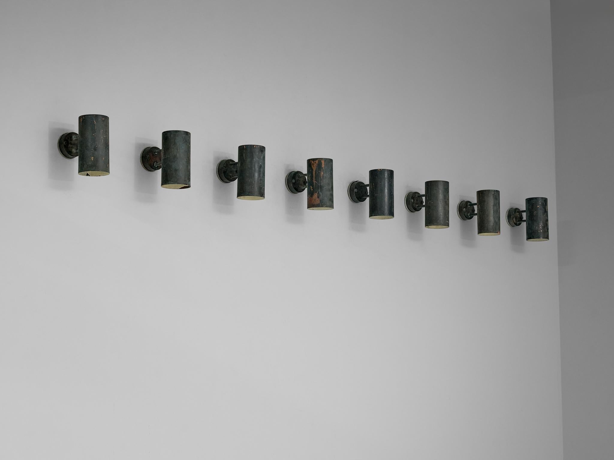 Hans-Agne Jakobsson 'Rulle' Wall Lights in Patinated Copper